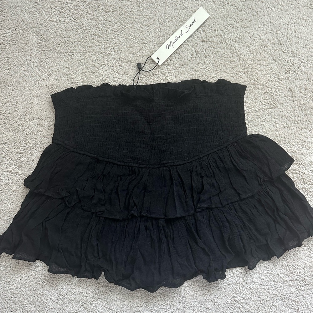 Black Ruffle Mini Skort